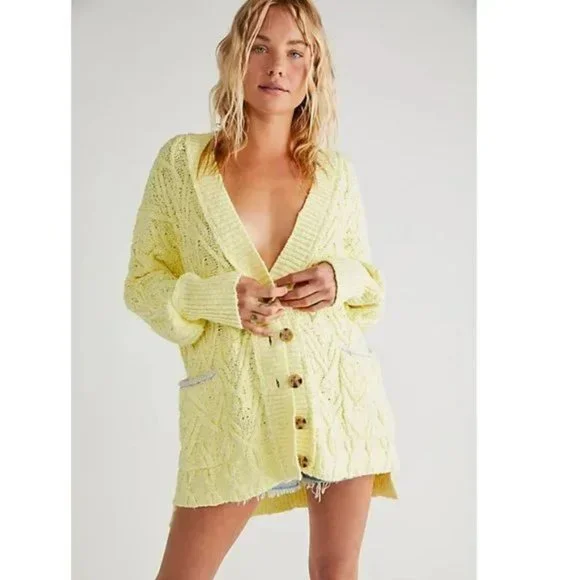Free People Yellow Knit Cardigan - Picture 1 of 1